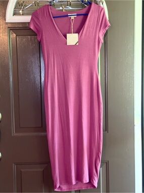 See You Monday Raspberry Pink V-Neck Maxi Dress